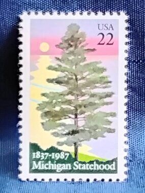 Uncirculated USA 1987 Michigan Statehood 1837-1987 22 Cent Stamp!!